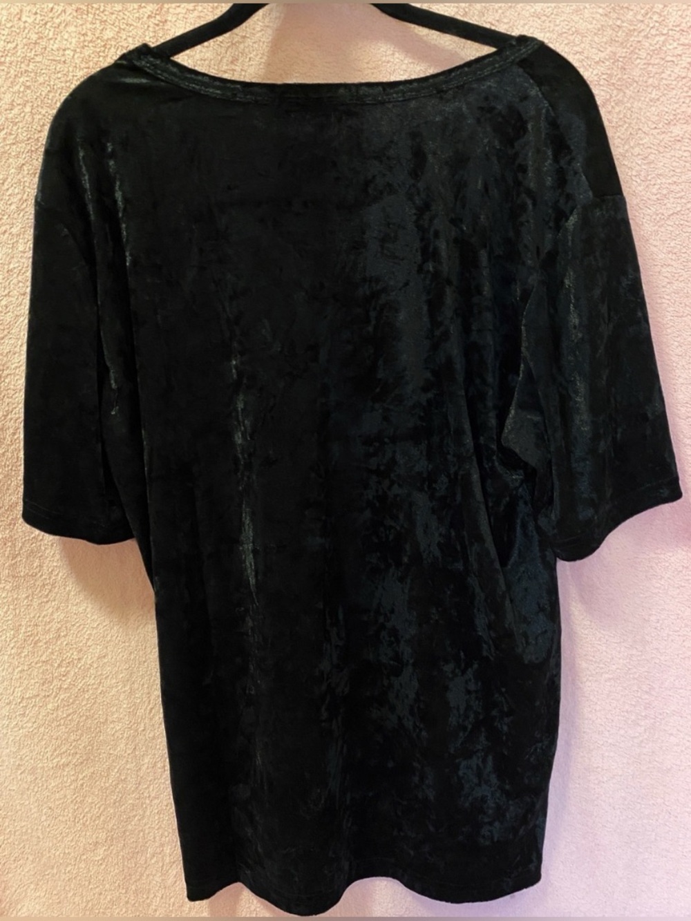 Velvet Tshirt Lars Amadeus Black Elevated Neutral Basic Neutral Tee Velour Large - Picture 4 of 6